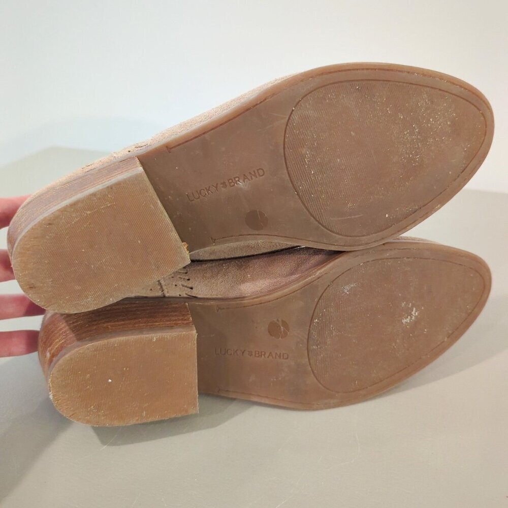 Lucky Brand Tan Suede Ankle Booties Size 9 - Picture 9 of 10